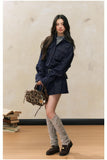 Waist-Slimming Denim Skirt Set – Fleece Lined