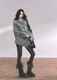 reversible wool coat women, french style wool jacket, draped shawl wool coat, winter warm woolen coat, grey wrap wool coat, loose wool jacket autumn winter, fw25 wool outerwear, double sided wool coat, elegant winter coat women