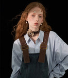 데님 숏 서스펜더 드레스