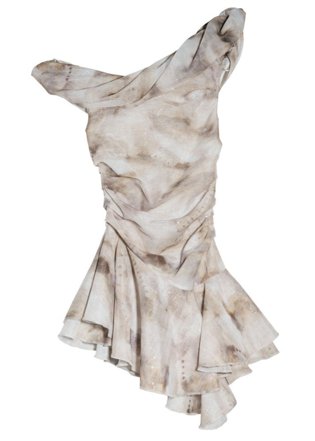 Retro Slant Shoulder Ruffle Hem Tank Top image 5