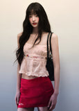 Red Low Waist Slim Fit Mini Skirt image 3