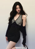 Plaid Polka Knit Cardigan Skirt Set image 4