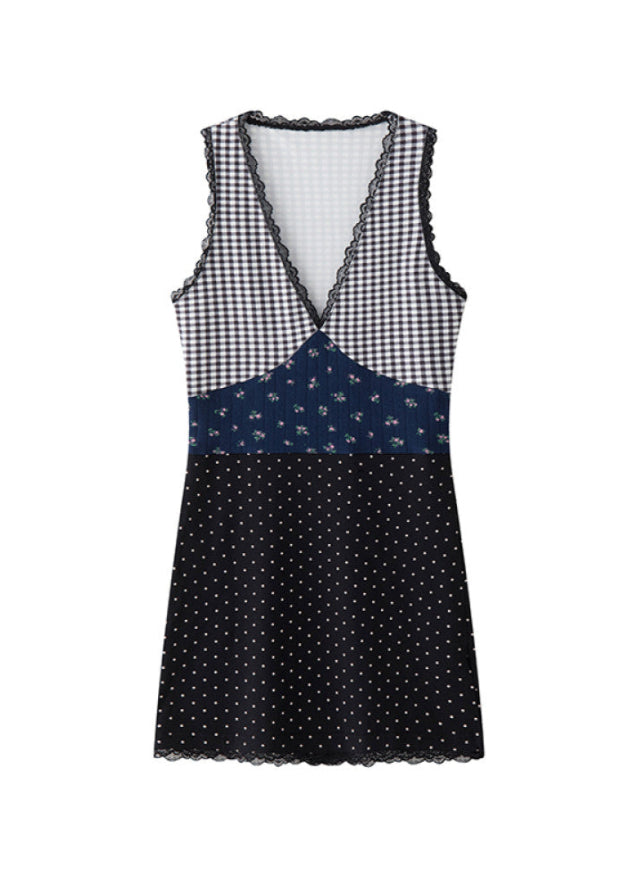 Plaid Polka Knit Cardigan Skirt Set image 12