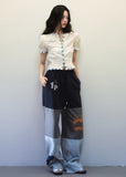 White Cotton Bow Lace Short Sleeve V Neck Shirt image 5