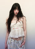 Light Green Floral Drawstring Wide Leg Pants image 5