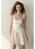 Black White Floral Patchwork Bow Strap Dress image 5