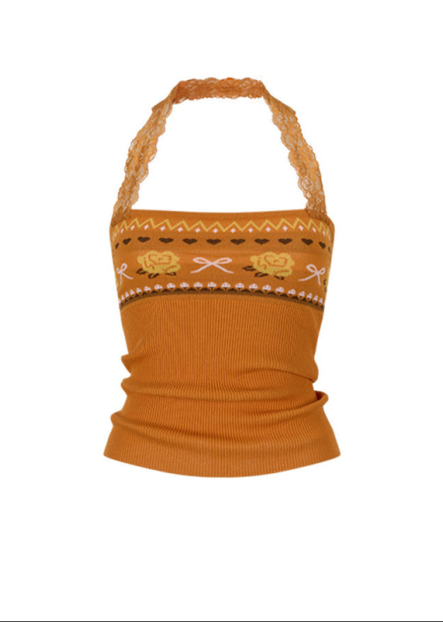 Wool Flower Lace Two Way Chest Wrap Halter Top image 13