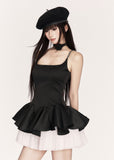 Hepburn Peplum Tulle Mini Dress and leggings