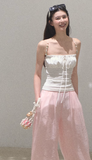 Simple Casual Look Thin Wide Leg Pants Pants