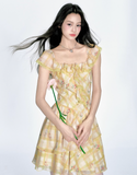 French Ruffled Plaid Dress