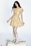 French Ruffled Plaid Dress