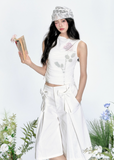 Bow Tie Cropped Straight Pants