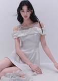 Off-Shoulder Lace Patchwork Dress