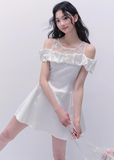 Off-Shoulder Lace Patchwork Dress