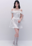 Off-Shoulder Lace Patchwork Dress