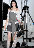 One Shoulder Strap Short Sleeve Top