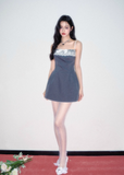 Lilac Lace Splice Strap Dress