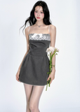Lilac Lace Splice Strap Dress