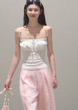 Pearlescent Wrinkle Wide-Leg Pants