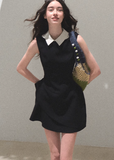 Gauze Skirt Dress with Detachable Collar