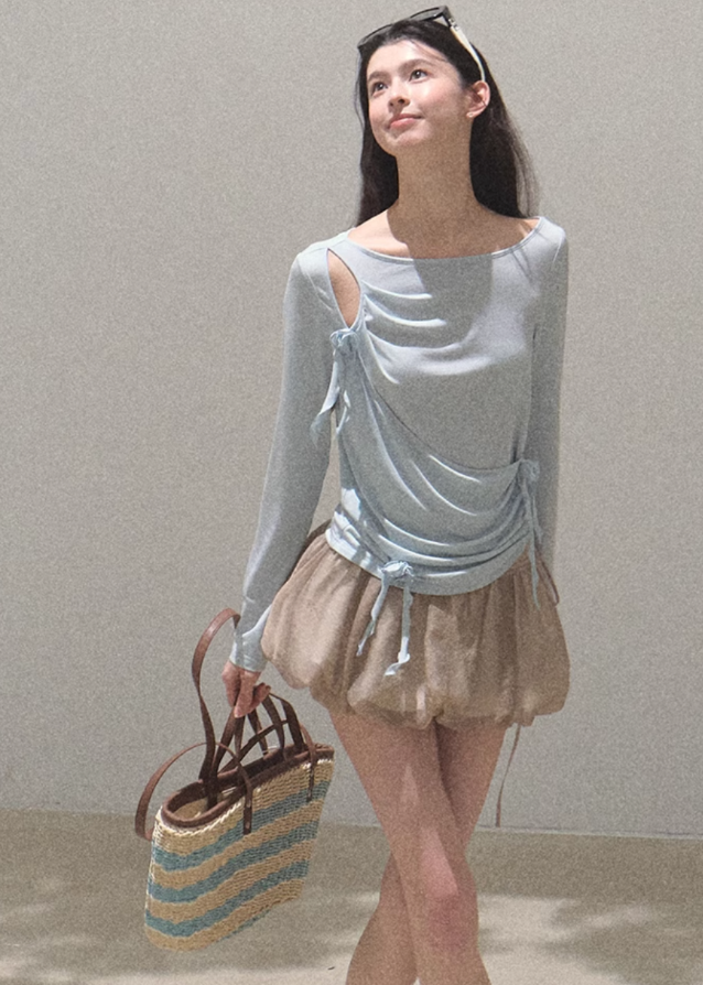 Lyocell handmade three-dimensional design flower cool loose casual knitted tops