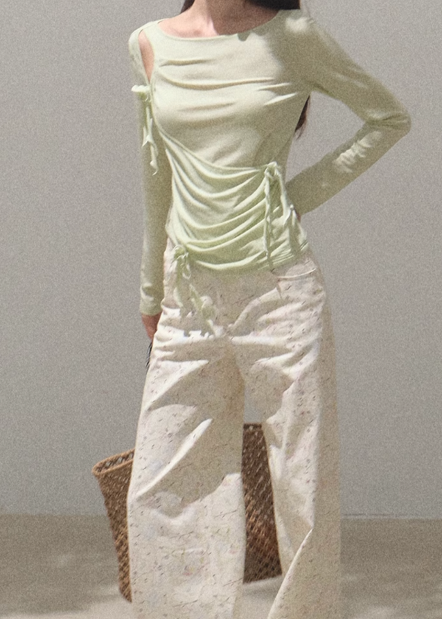 Lyocell handmade three-dimensional design flower cool loose casual knitted tops
