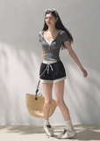 Lyocell Lace Hooded Slim Polo Top