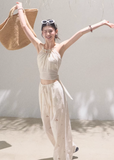 Embroidered Cashew Drawstring Pants