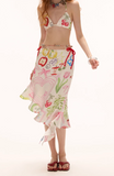 Graffiti Print Irregular Midi Skirt