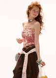 Floral strapless slim fit short tops