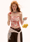 Floral strapless slim fit short tops