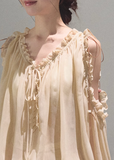 Loose Chiffon V-Neck Hoodie Top