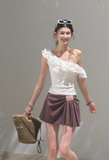 Ruffled Bohemian One-Shoulder Top