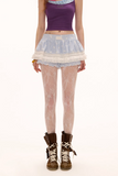 Striped floral sweet and versatile skirt pants