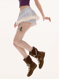 Striped floral sweet and versatile skirt pants