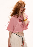 Cherry bow short sleeved top