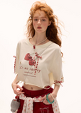 Cherry bow short sleeved top