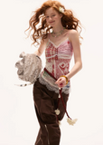 Puzzle lace semi transparent camisole vest