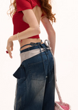 Retro Lotus Leaf Straight Jeans