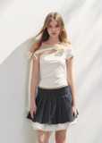 Off Shoulder Irregular Short Sleeve Top T-shirt