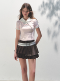 Patchwork Knit Doll Collar Top
