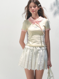 Patchwork Knit Doll Collar Top