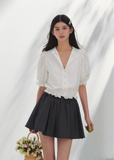 Retro French Embroidered V-Neck Shirt