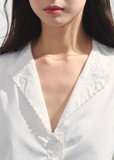 Retro French Embroidered V-Neck Shirt