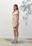 Pink Lace Square Collar Strap Top