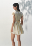 Embroidered Bubble Sleeve Tea Dress