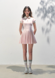 Polo Collar Pleated Diamond Dress