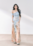 Sheer Mesh Off-Shoulder T-Shirt