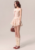 Rose Floral French Exquisite Style Strap Skirt Dress