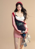 Long Sleeve Lace Strap T-shirt style Dress